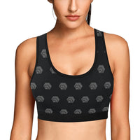 Hex Black & Grey Women's All Over Print Sports Bra