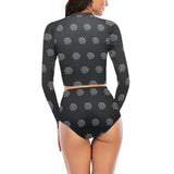 Hex Black & Grey Women Long Sleeve Bikini Set