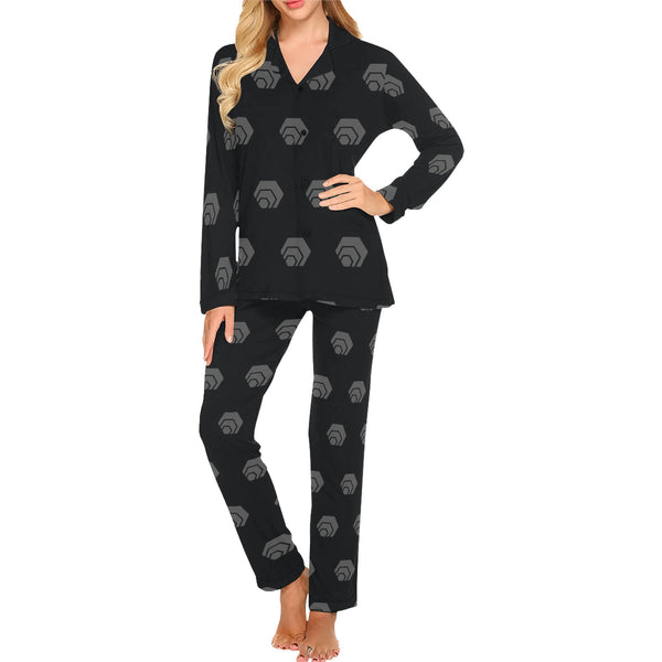 Hex Black & Grey Women's Long Pajama Set