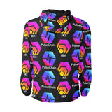 Hex Pulse TEXT Black Men's All Over Print Quilted Windbreaker