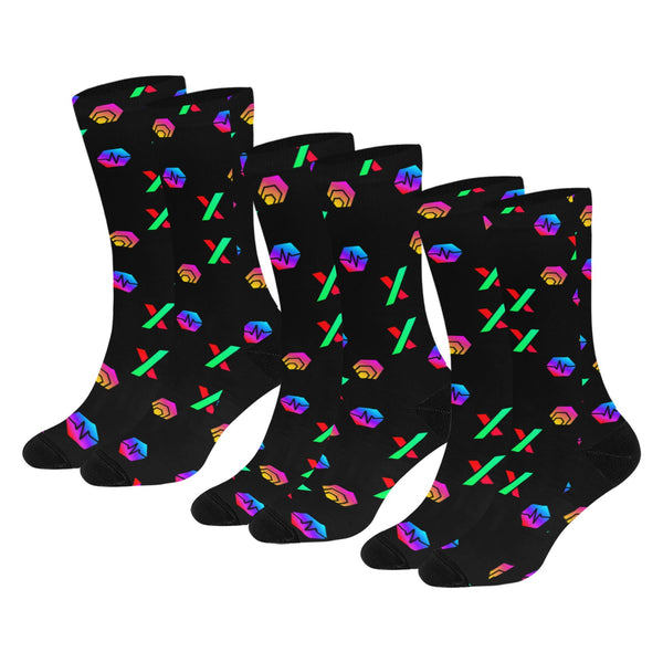 HPX Black Small Sublimated Crew Socks (3 Packs)