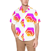 Hex Tapered Men's All Over Print Hawaiian Shirt With Chest Pocket