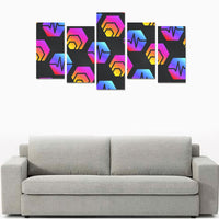 Hex Pulse Combo Black Canvas Wall Art Prints (No Frame) 5-Pieces