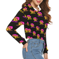 Hex Color Dot Com Black Women's All Over Print Cropped Hoodie