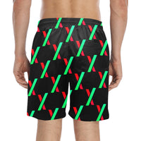 PulseX Black Men's Mid-Length Beach Shorts