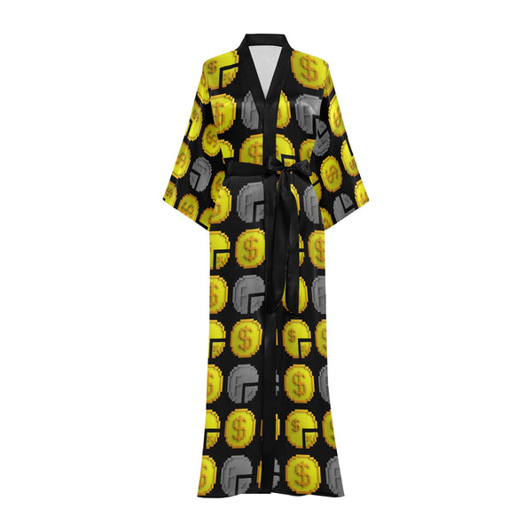 IM ALL 3 BLK Women's Long Kimono Robe