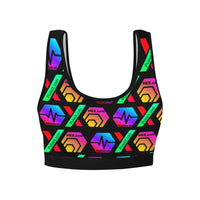 HPXdotCOM Black Women's All Over Print Sports Bra