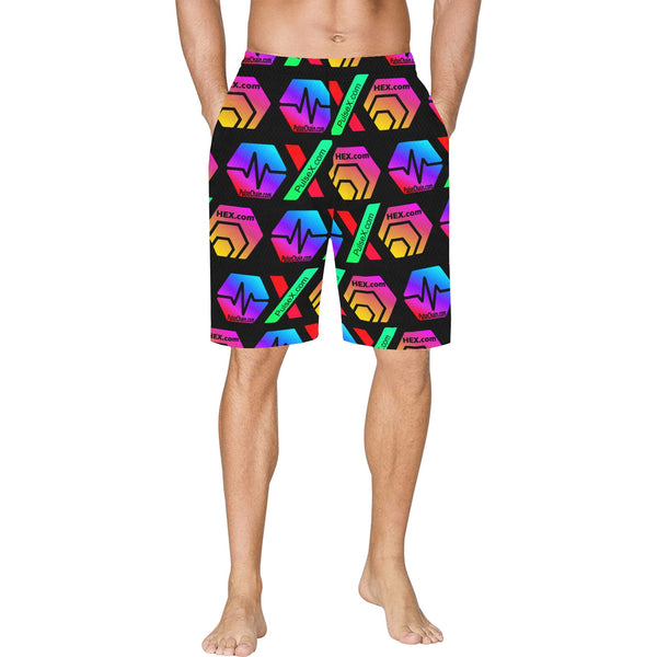 HPXdotCOM Black All Over Print Basketball Shorts With Pockets