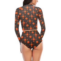 5555 Orange Women Long Sleeve Bikini Set