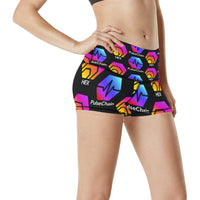 Hex Pulse TEXT Black Women's All Over Print Yoga Shorts
