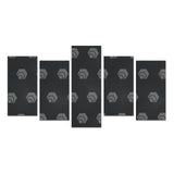 Hex Black & Grey Canvas Wall Art Prints (No Frame) 5-Pieces