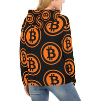 Bitcoin Black & Orange Women's All Over Print Hoodie