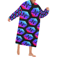 Pulse Black Blanket Robe with Sleeves for Adults