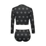 Hex Black & Grey Women Long Sleeve Bikini Set