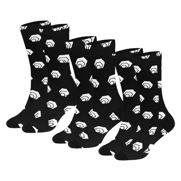 Hex White Black Sublimated Crew Socks (3 Packs)