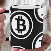 Bitcoin Black Custom Ceramic Mug With Colored Rim and Handle (11oz)