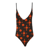 5555 Orange Women's Lacing Backless One-Piece Swimsuit