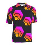 Hex Black Tapered Men's All Over Print Polo Shirt