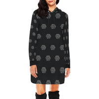 Hex Black & Grey Women's All Over Print Hoodie Mini Dress