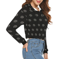 Hex Black & Grey Women's All Over Print Cropped Hoodie