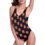 Hex Color Dot Com Black Women's Low Back One Piece Swimsuit