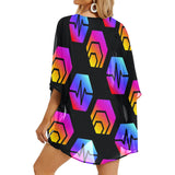 Hex Pulse Combo Black Women's Kimono Chiffon Cover Up