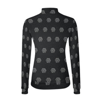 Hex Black & Grey Women's All Over Print Mock Neck Sweater