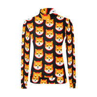 Shiba Inu Black Women's All Over Print Mock Neck Sweater