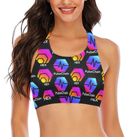 Hex Pulse TEXT Black Crop Bikini Top