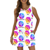 Hex Pulse TEXT All Over Print Vest Short Jumpsuit