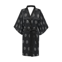 Hex Black & Grey Women's Short Kimono Robe