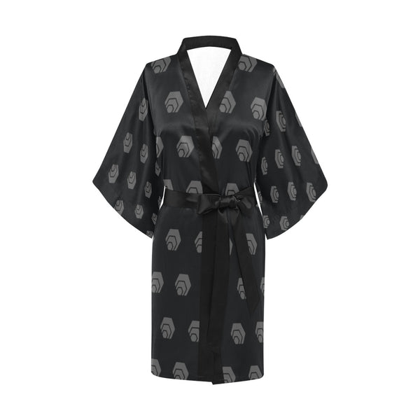 Hex Black & Grey Women's Short Kimono Robe