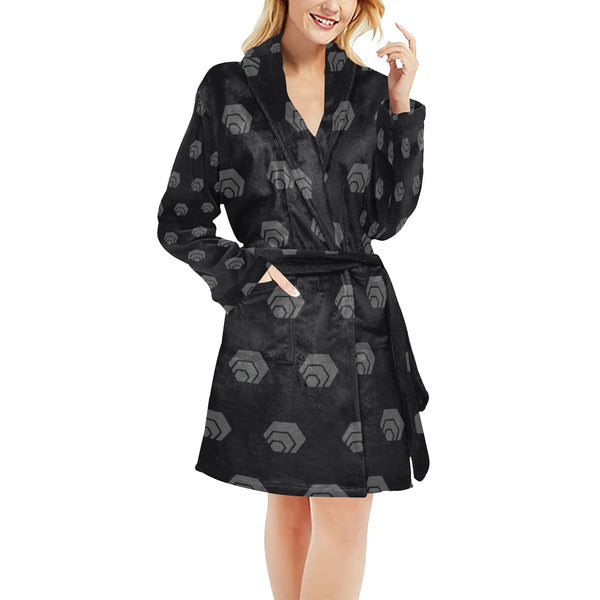Hex Black & Grey Women's All Over Print Fleece Robe