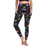 HPX Black All Over Print High Waist Leggings with Pockets