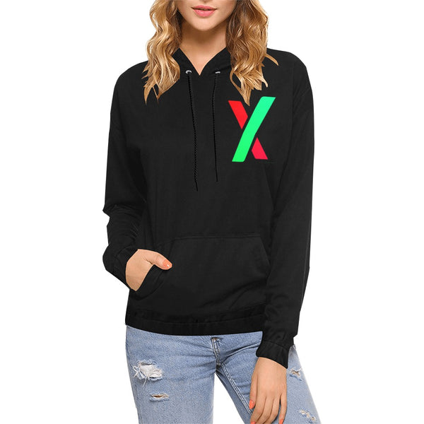 PulseX Logo Black Women's All Over Print Hoodie