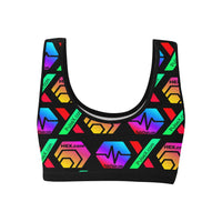 HPXdotCOM Black Women's All Over Print Sports Bra