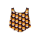 Shiba Inu Black Flounce Bikini Top