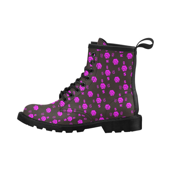 5555 Pink Women's PU Leather Martens Boots