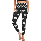 Hex White Black All Over Print High Waist Leggings with Pockets