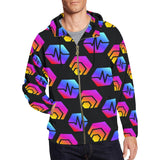 Hex Pulse Combo Black Men's All Over Print Full Zip Hoodie