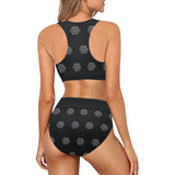 Hex Black & Grey Sports Crop Top Bikini Set