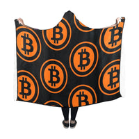 Bitcoin Black & Orange Hooded Blanket 60"x50"
