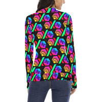 Hex PulseX Pulse Black Women's All Over Print Mock Neck Sweater