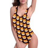 Shiba Inu Black Women's Low Back One Piece Swimsuit