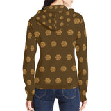 Hex Brown & Tan Women's All Over Print Full Zip Hoodie