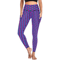 Pulses Small Black All Over Print High Waist Leggings with Pockets