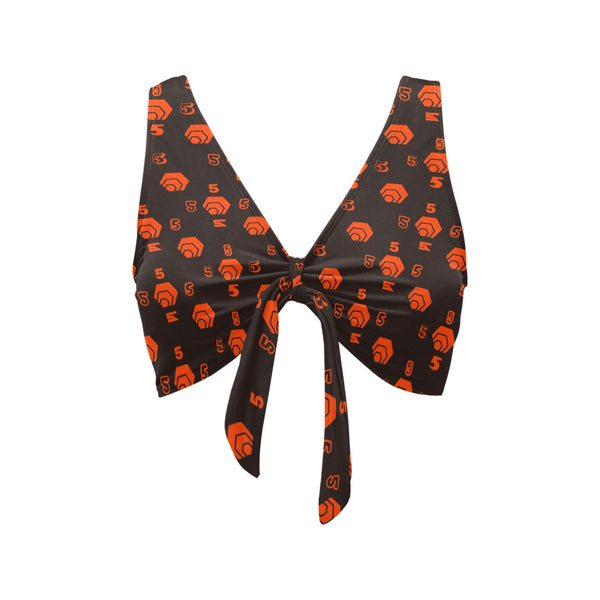 5555 Orange Chest Bowknot Bikini Top