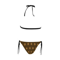 Hex Brown & Tan Sexy Halter Bikini Swimsuit (Front Buckle)