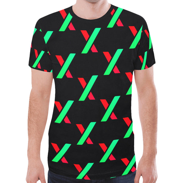 PulseX Black Men's All Over Print Mesh T-shirt