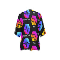 Hex Pulse TEXT Black Women's Kimono Chiffon Cover Up